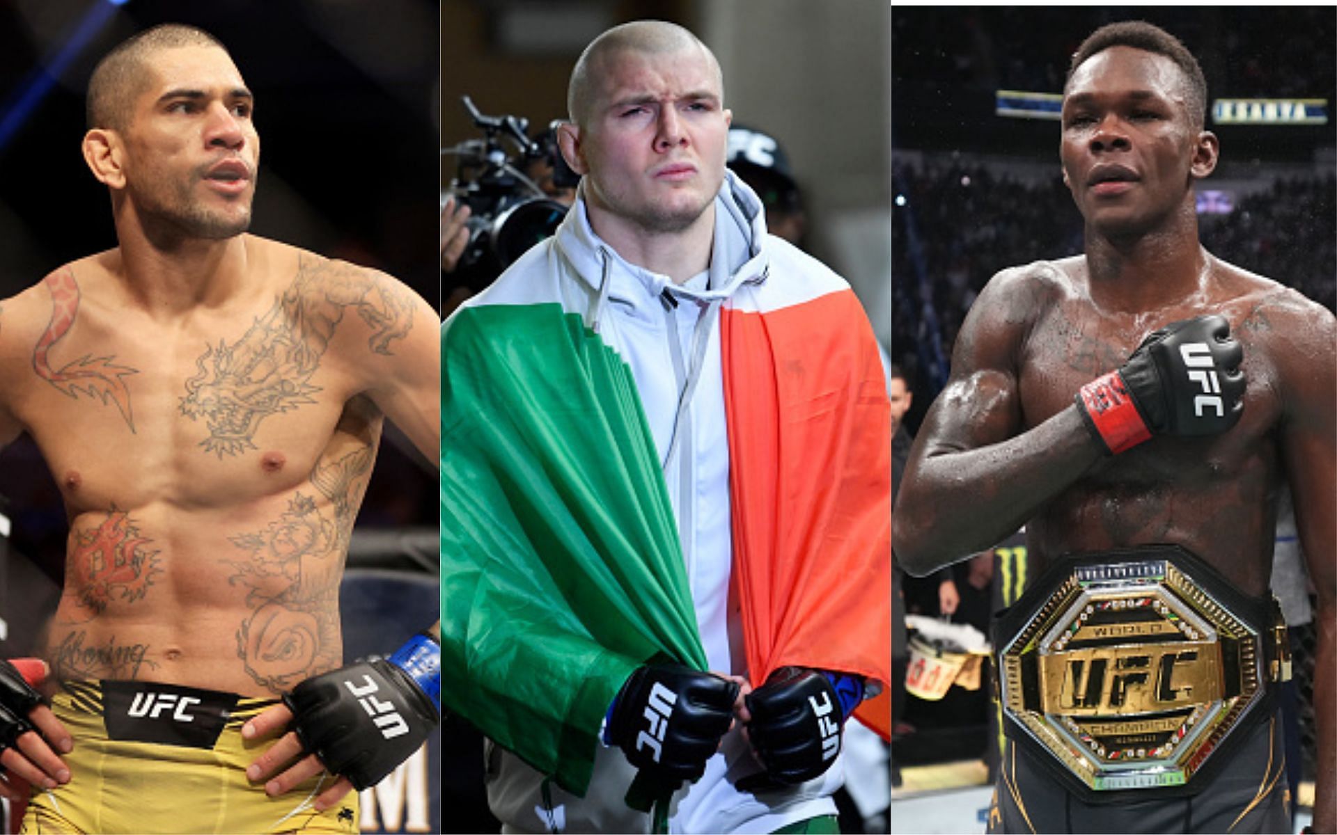 Alex Pereira (left), Marvin Vettori (middle), and Israel Adesanya (right)(Images via Getty)