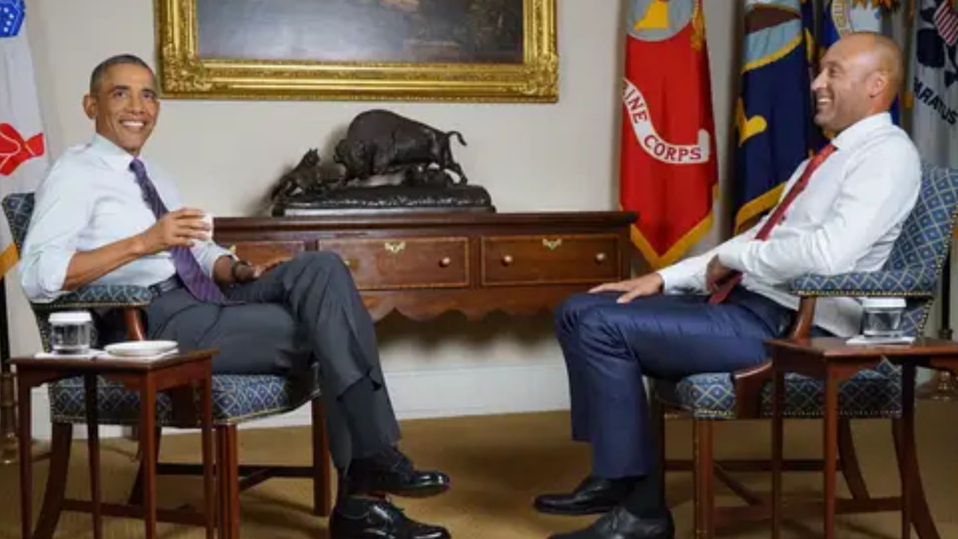 Derek Jeter and former President Barack Obama at the White House. 