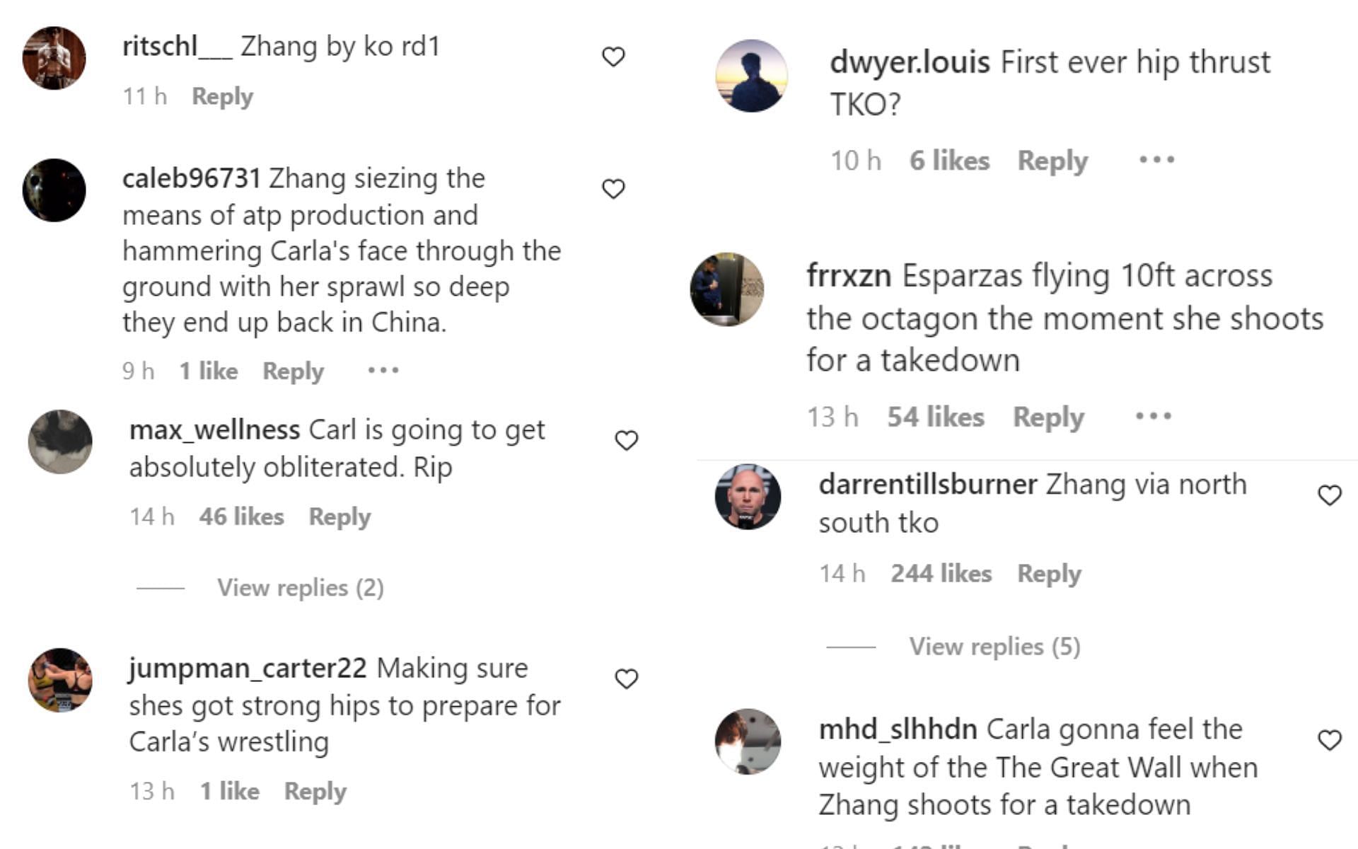 Fans&#039; reactions to the Zhang Weili post