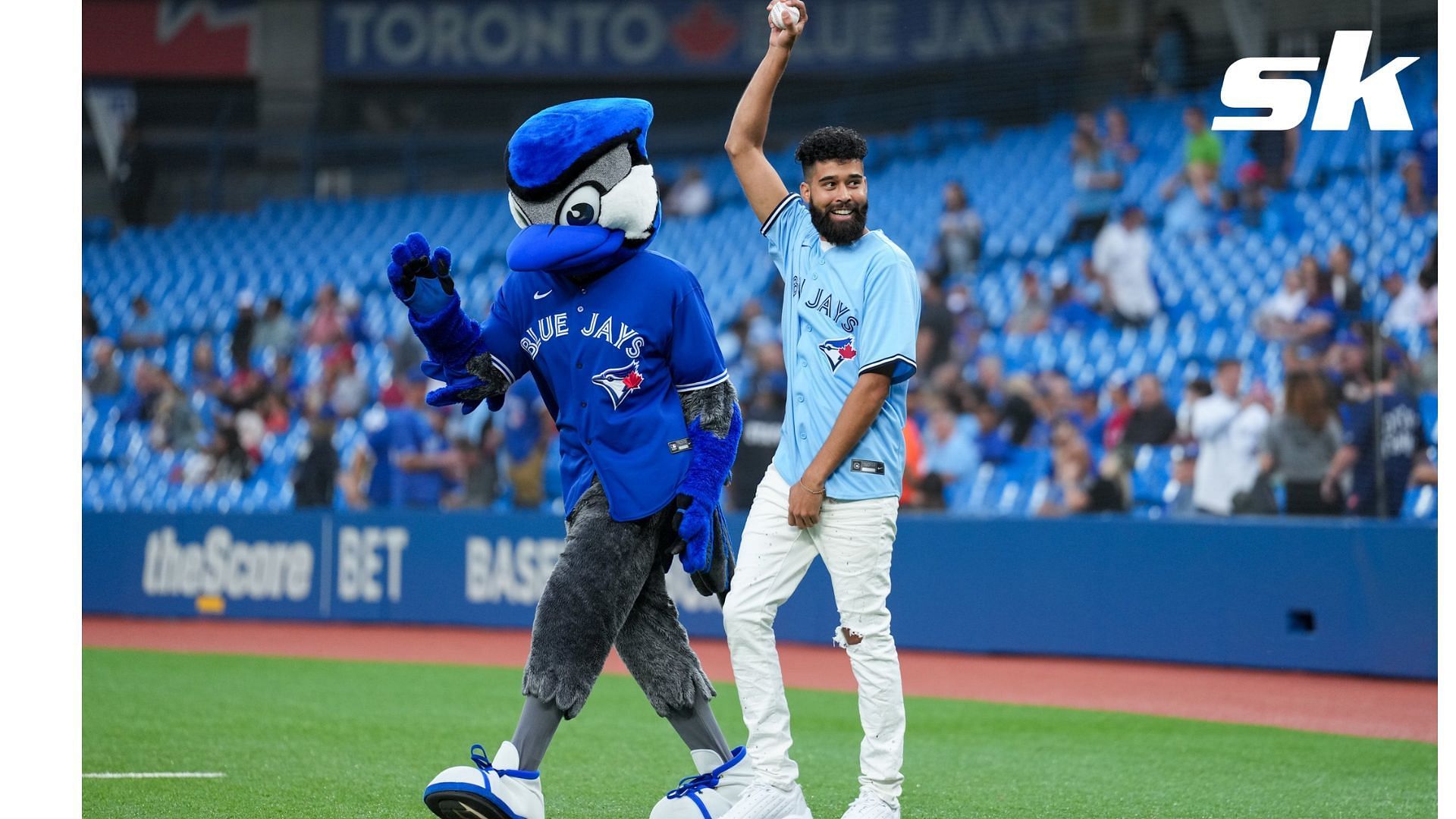 AP Dhillon threw out the ceremonial first pitch for Toronto Blue Jays.