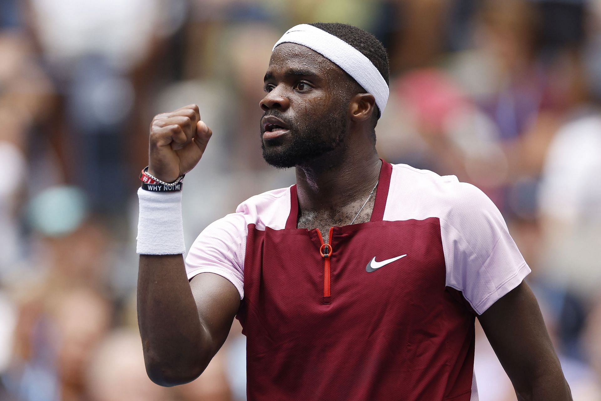 Frances Tiafoe celebrates his win against Rafael Nadal at the 2022 US Open.