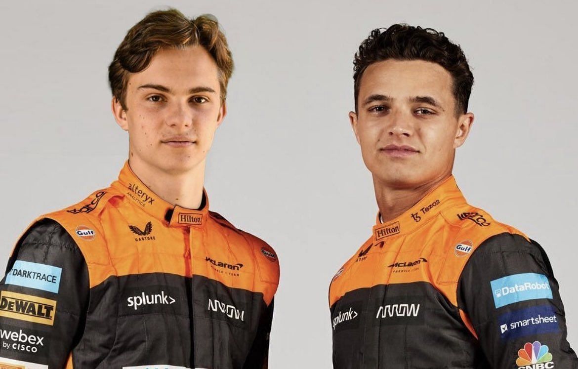 Oscar Piastri (left), imagined in McLaren colors, with Lando Norris (right) (Image source: Twitter/@Jacob07070483)