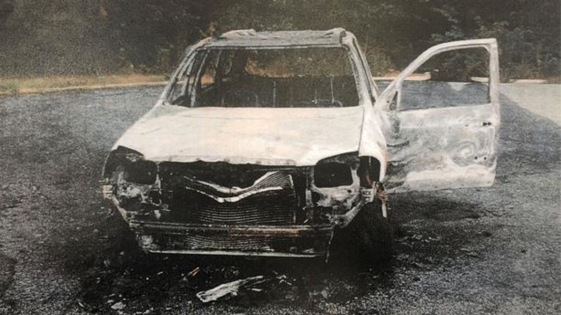 A still of Lori&#039;s car after it exploded (Image Via CBS News)