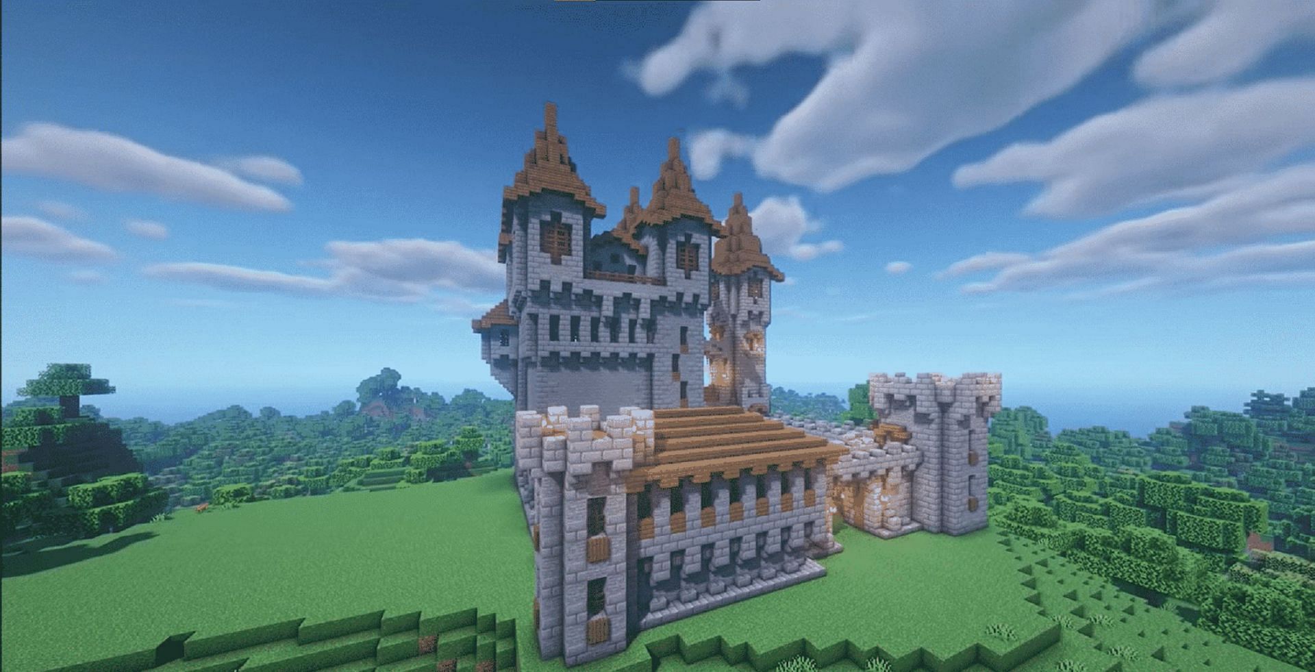 A cleared-out area where a castle now stands (Image via Mojang)