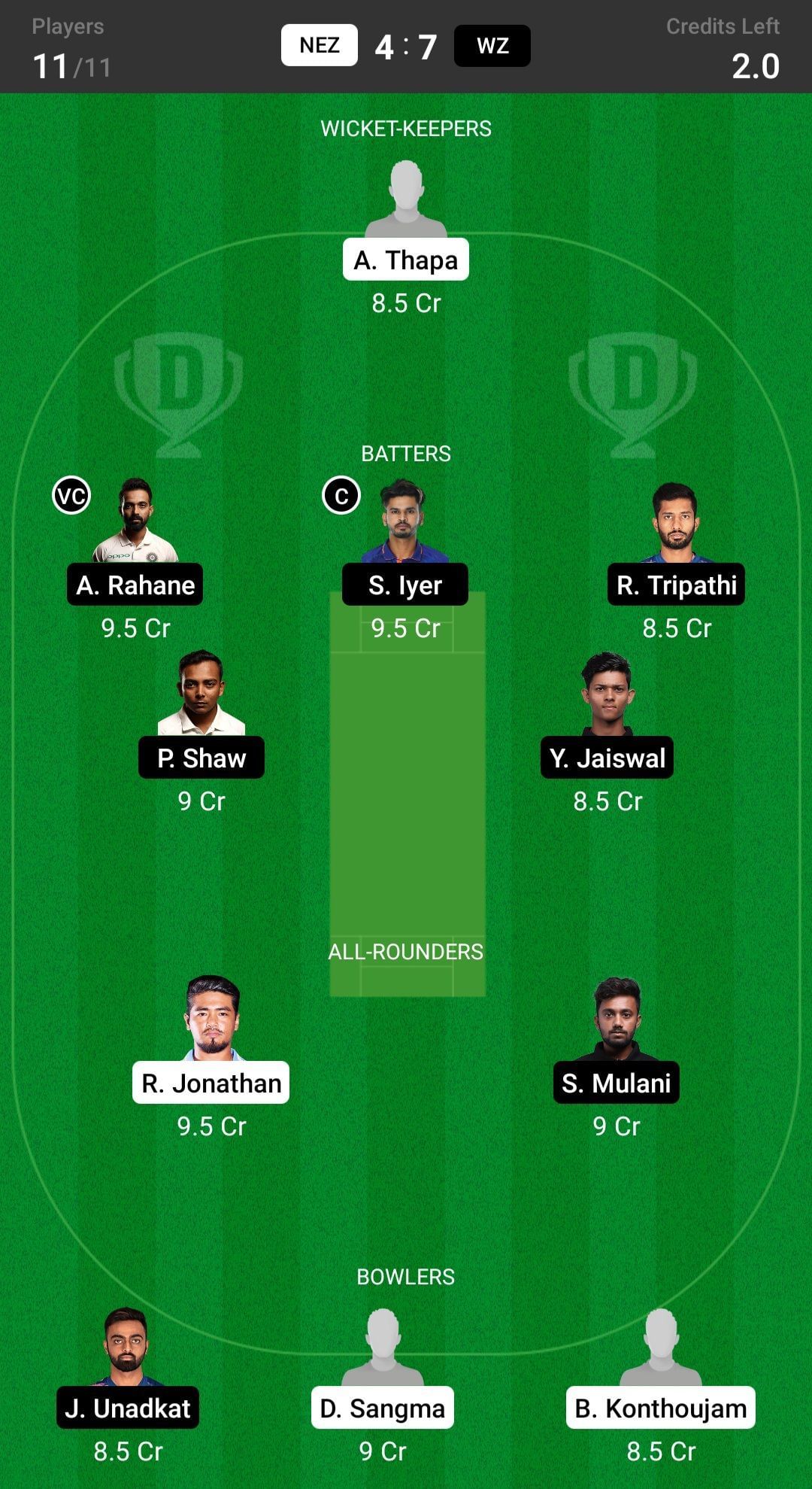 North East Zone vs West Zone Grand League.