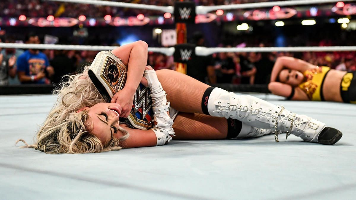 Liv Morgan celebrates her biggest victory to date on Saturday night.