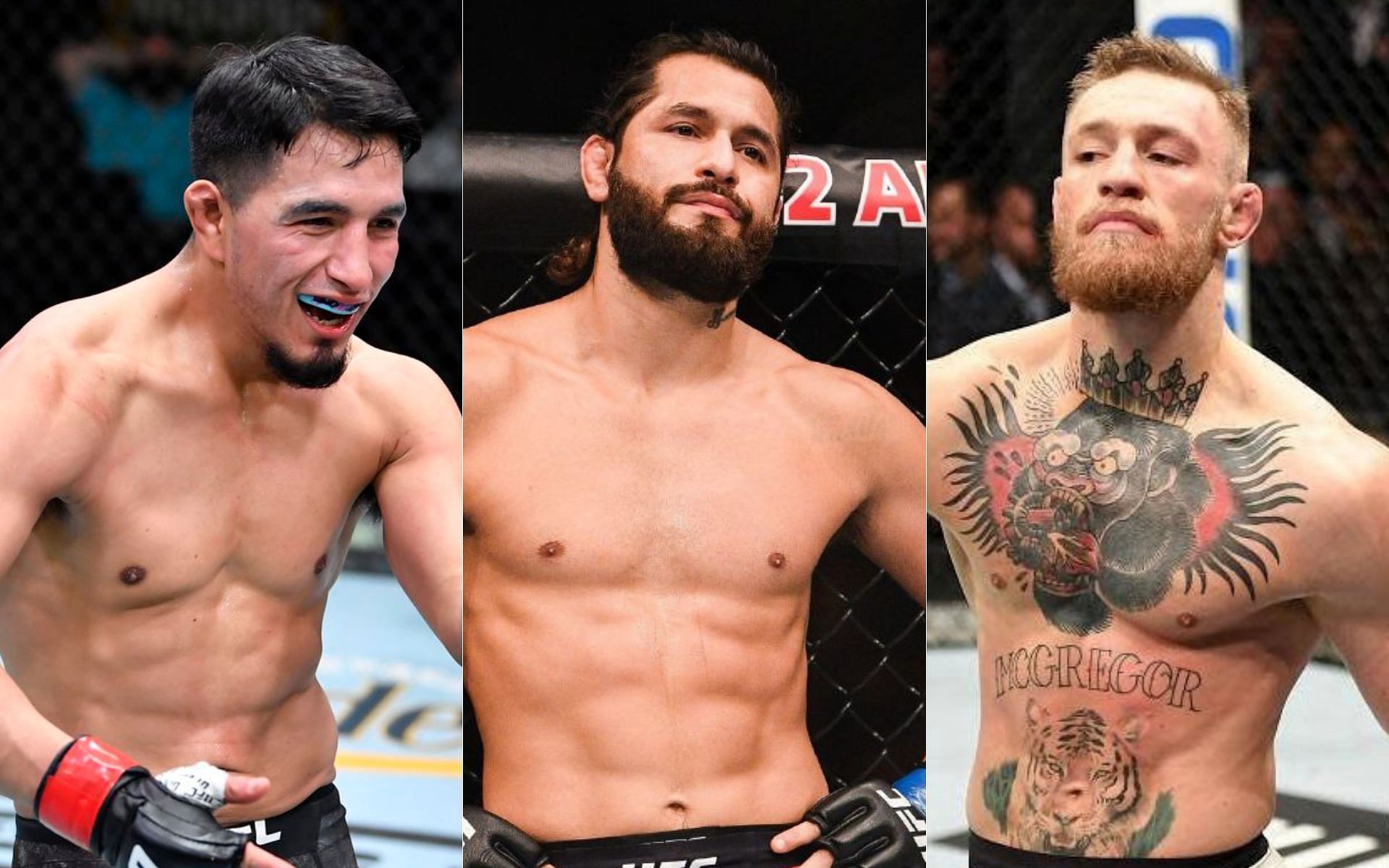 Adrian Yanez (left), Jorge Masvidal (centre), Conor McGregor (right)