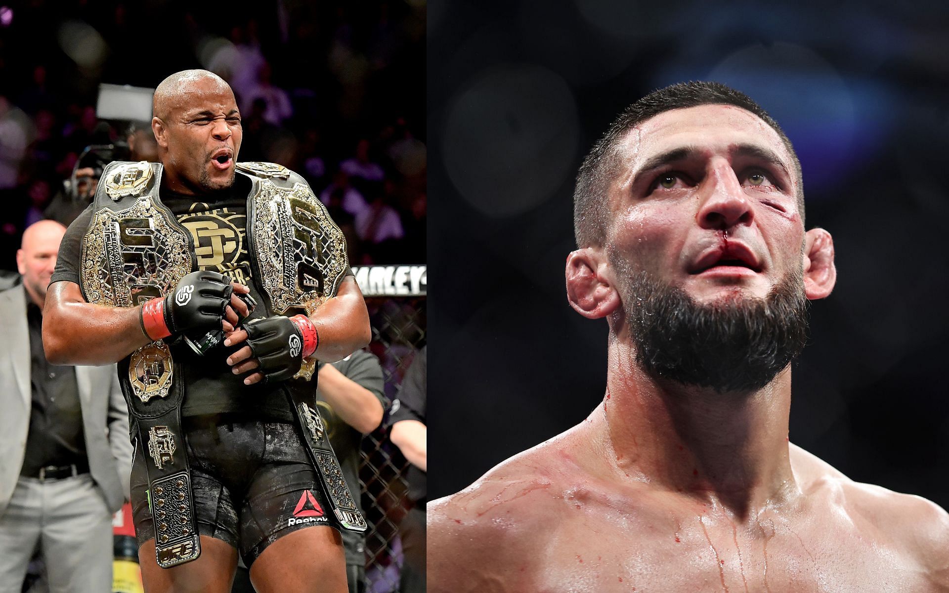 Daniel Cormier (left); Khamzat Chimaev (right)