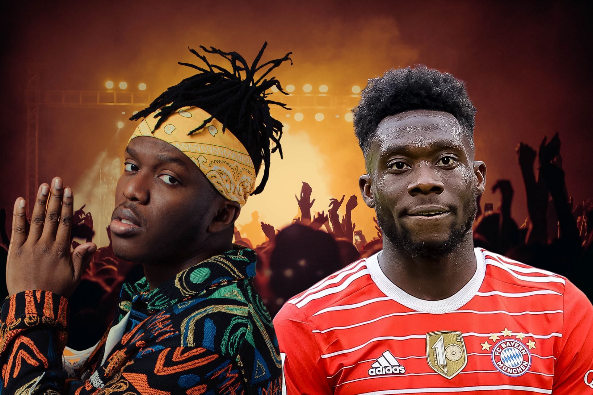 KSI and Alphonso Davies collaborate on stage (Image via Sportskeeda)