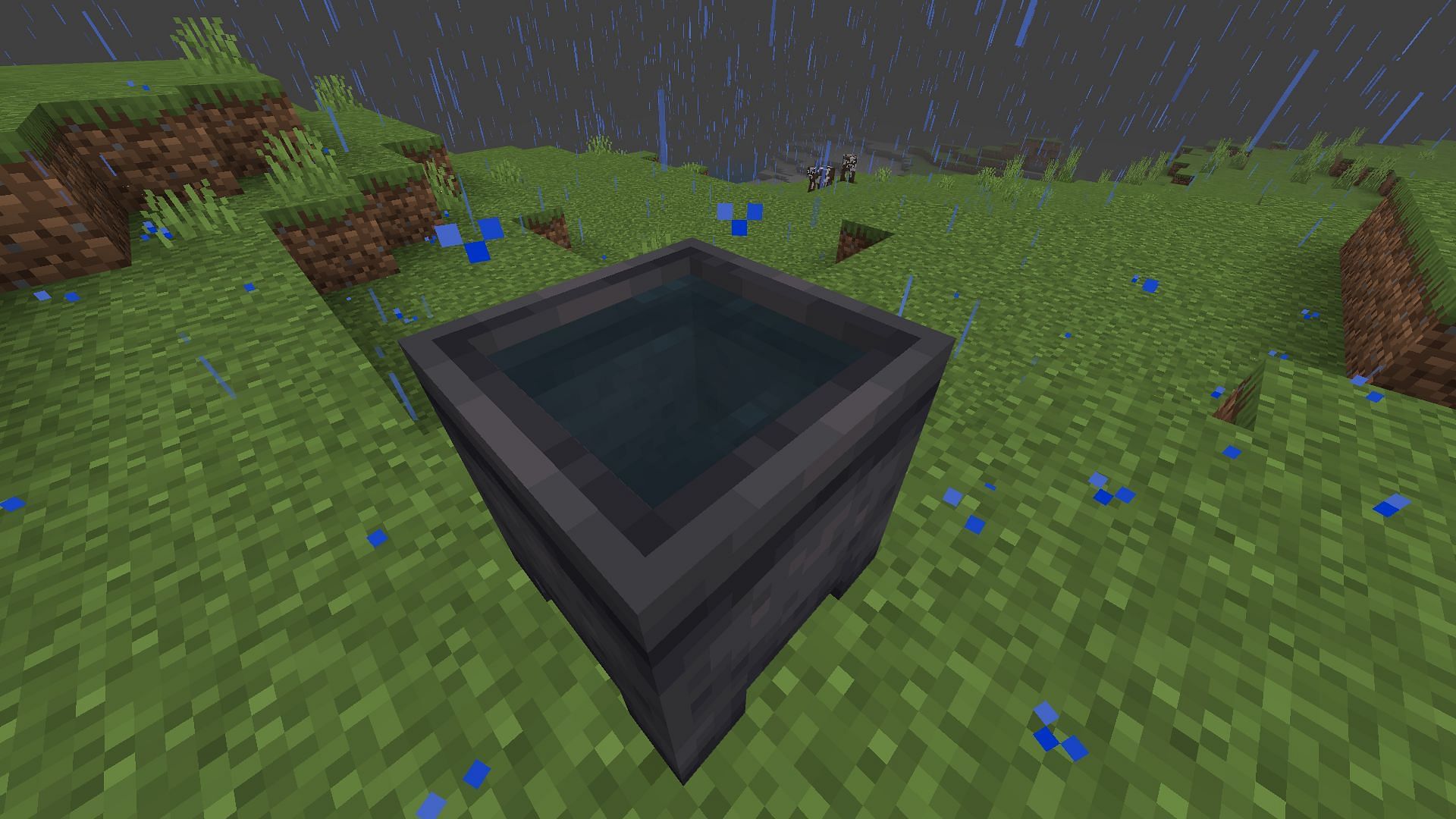 Water can be filled into a cauldron through rain and other natural means in Minecraft (Image via Mojang)