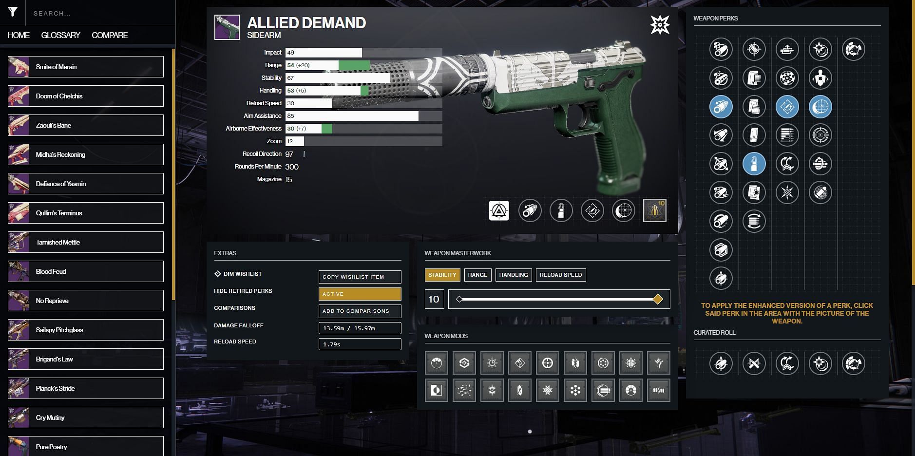 Allied Demand Sidearm in Iron Banner (Image via Destiny 2 Gunsmith)