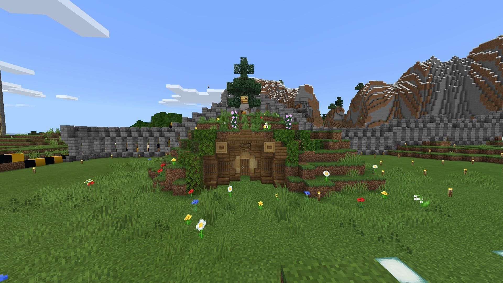 A hobbit hole that is not connected to any hill or mountain in Minecraft (Image via Reddit/u/zynics420)