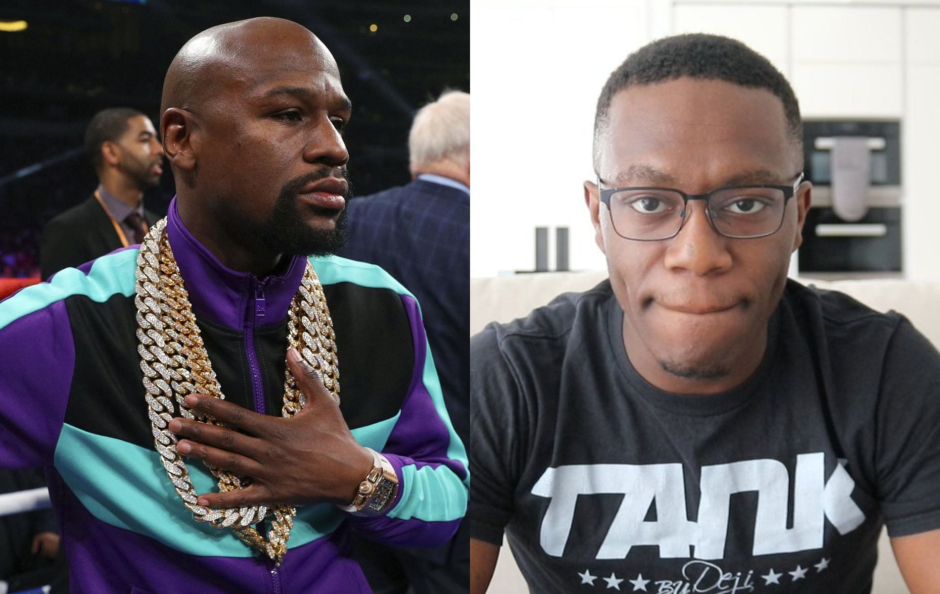 Floyd Mayweather (left) and Deji (right)