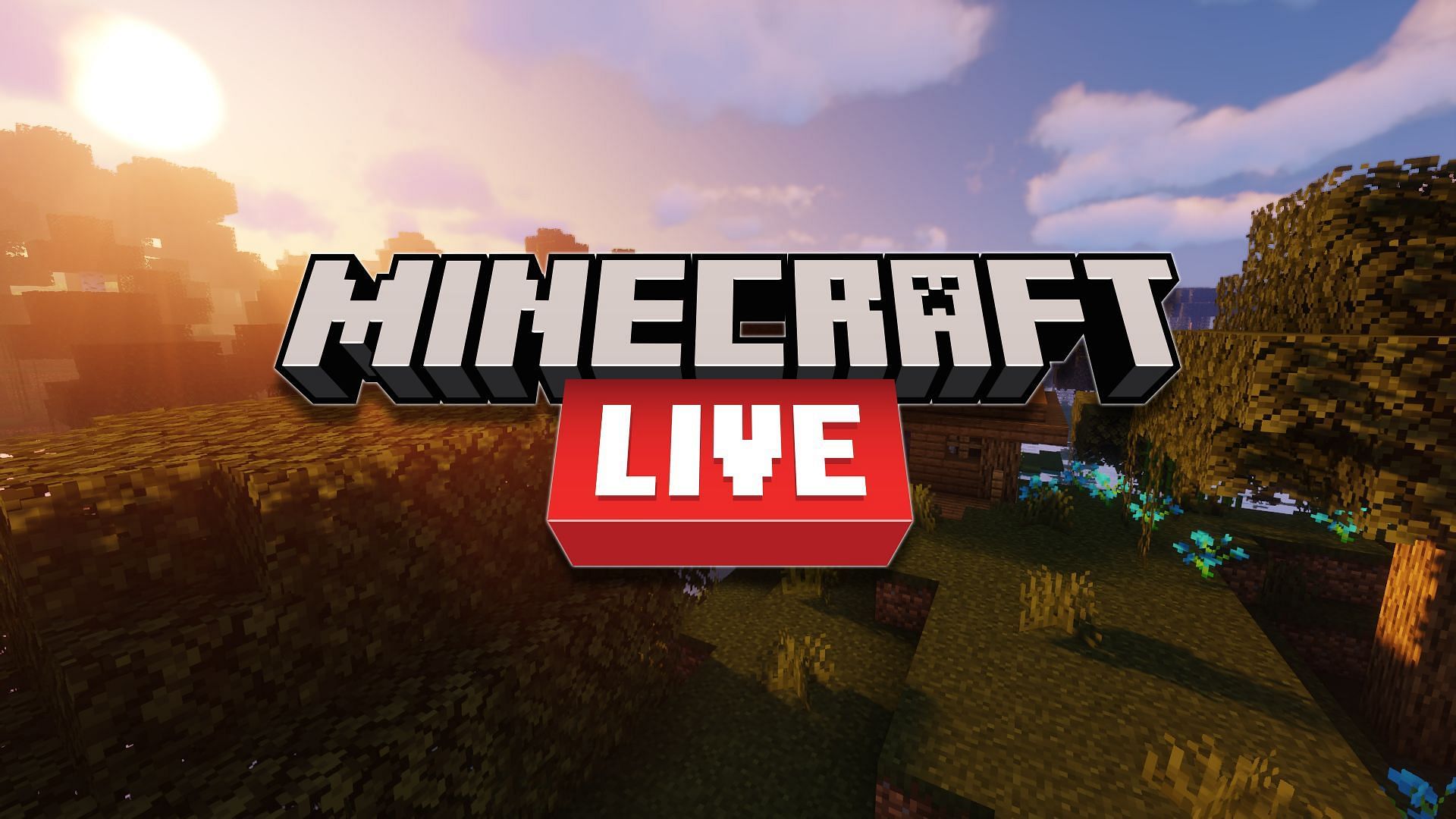 The logo of the Minecraft Live event, over an in-game background (Image via Minecraft)