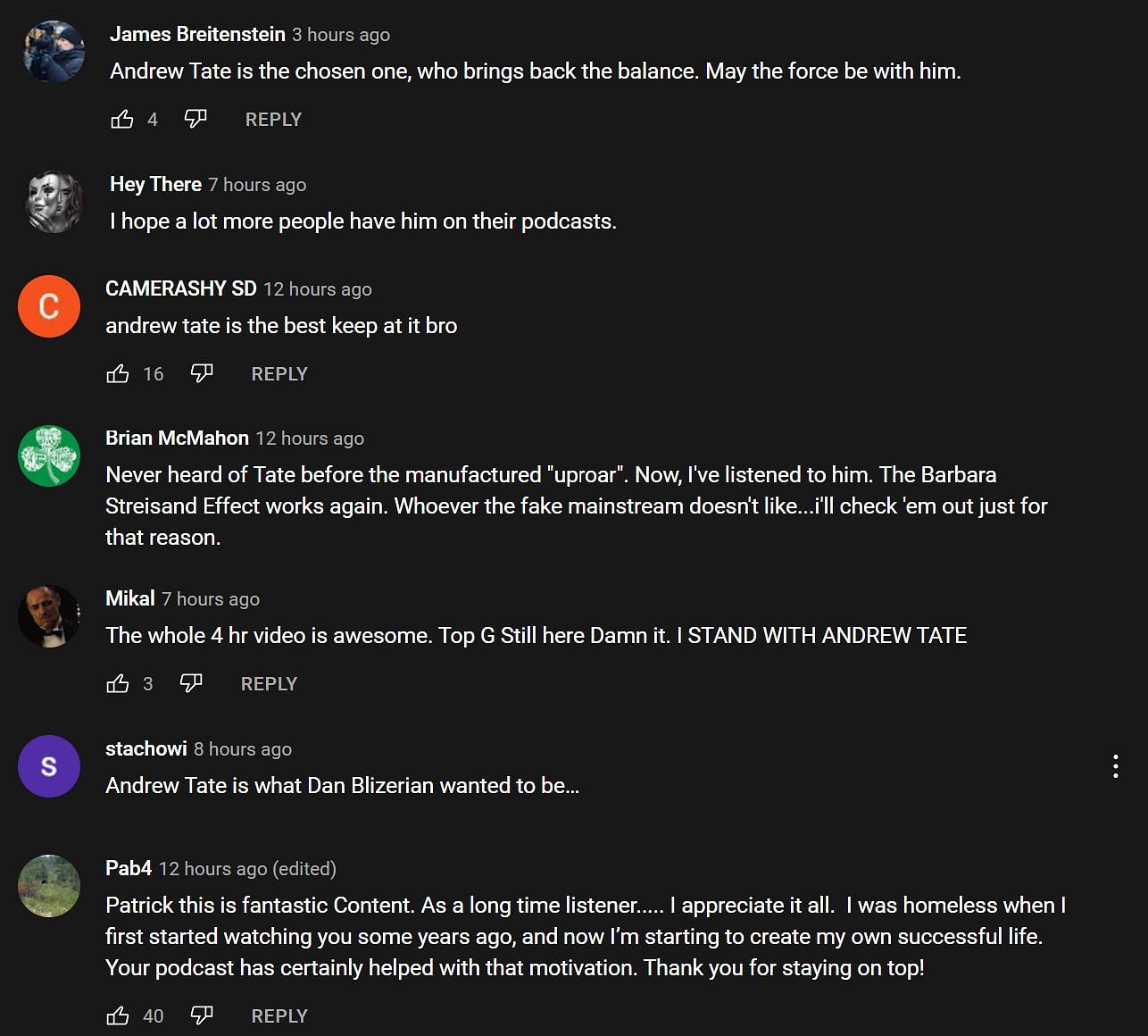 Fans react to Tate&#039;s interview (Image via Valuetainment Short Clips YouTube)
