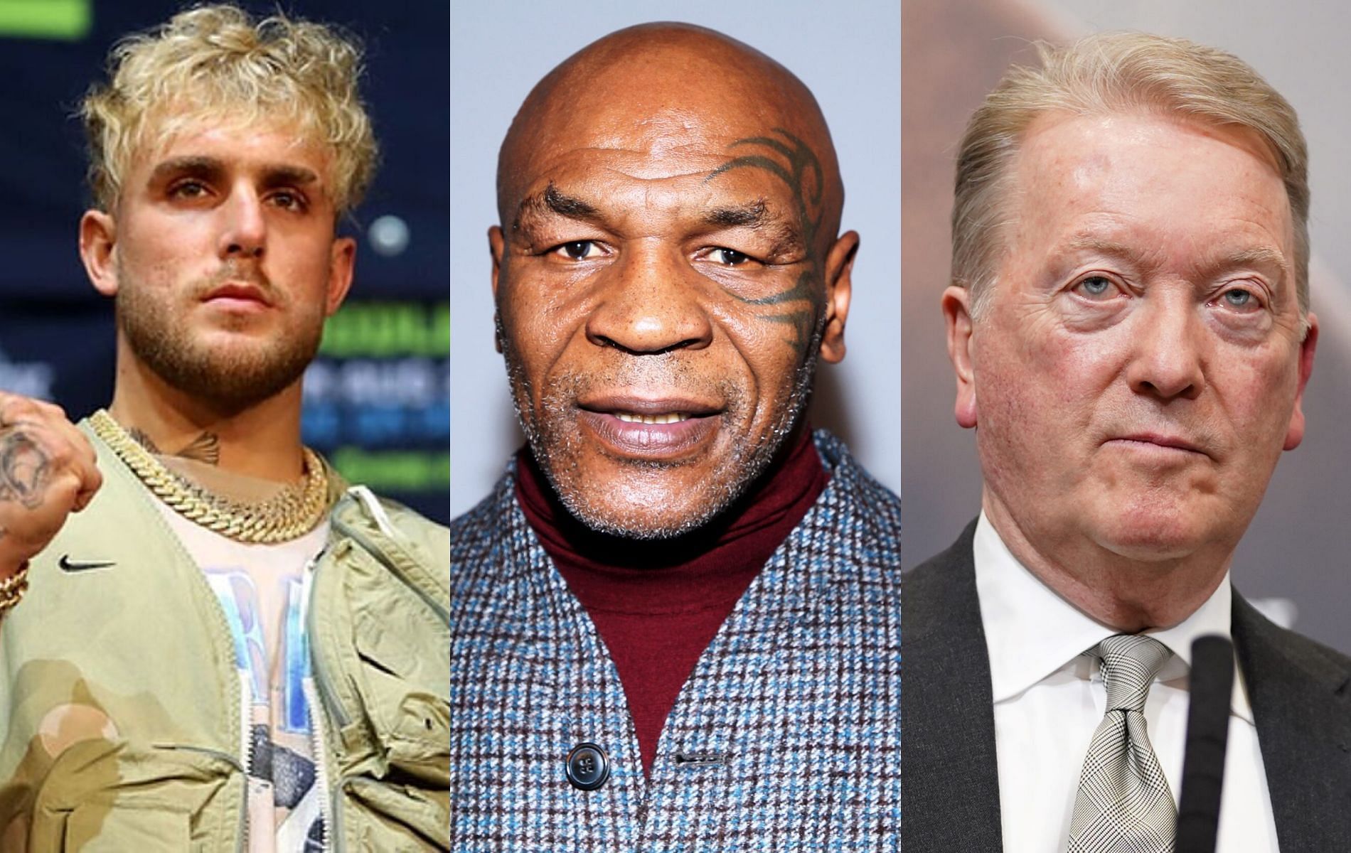 [L-R] Jake Paul, Mike Tyson and Frank Warren