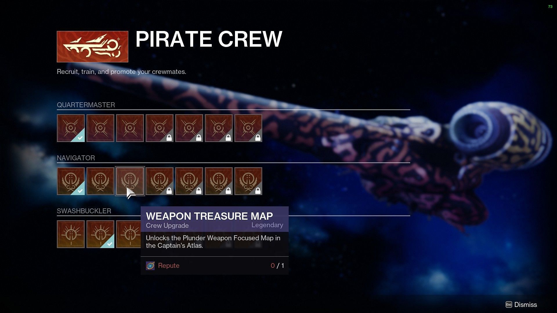 Weapon Treasure Map in Destiny 2 Star Chart unlockables (Image via Bungie)