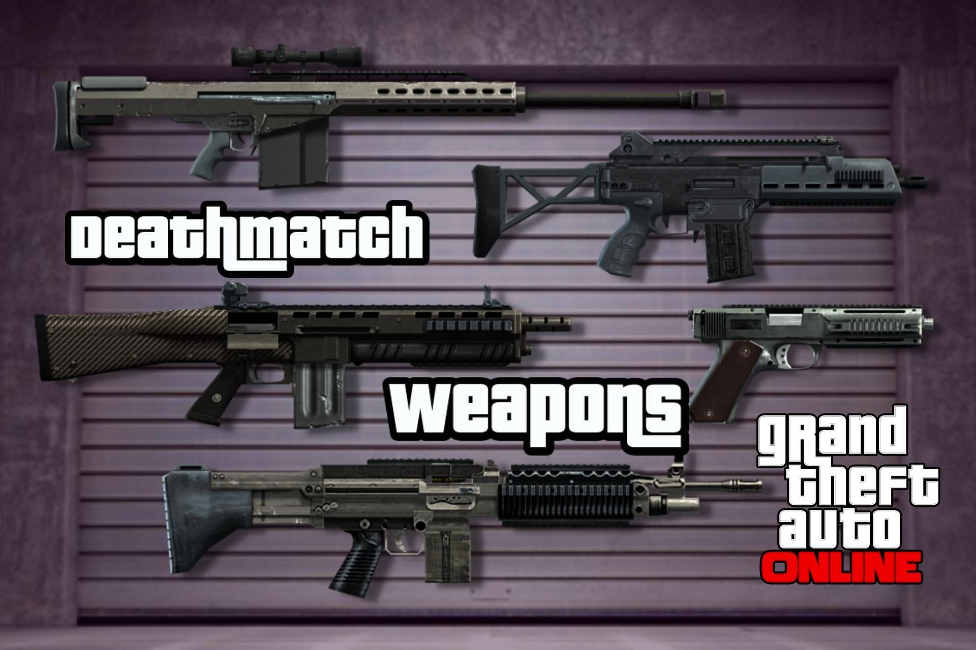 List of weapons that are useful in GTA Online deathmatch missions (Image via Sportskeeda)