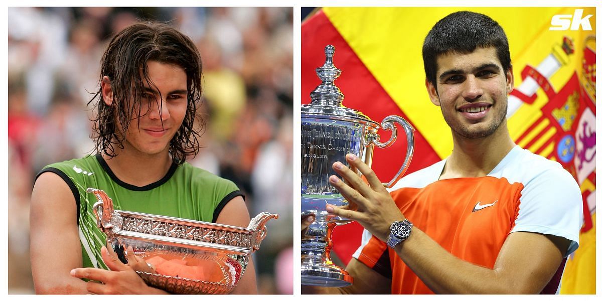 Rafael Nadal in 2005 vs Carlos Alcaraz in 2022