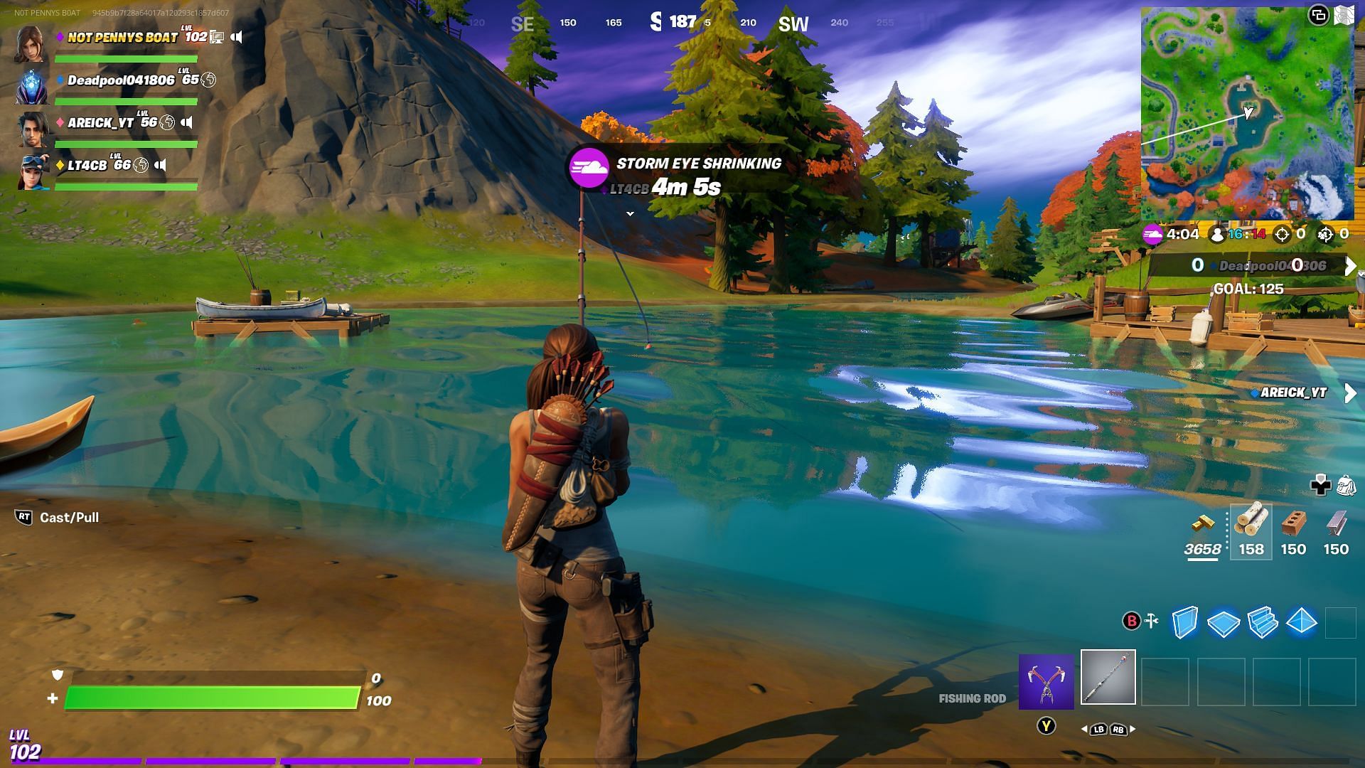 Players can begin fishing anywhere in the game world, not just fishing spots (Image via Epic Games)