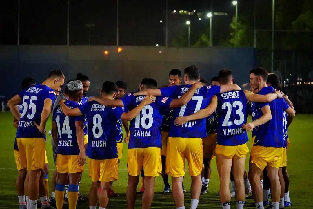 Kerala Blasters FC players ina training session during their pre-season tour in UAE (Image Courtesy: Kerala Blasters FC)