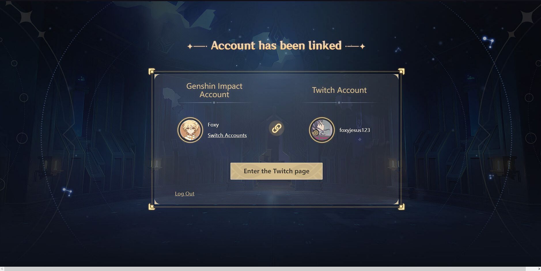 Linked account (Image via HoYoverse)