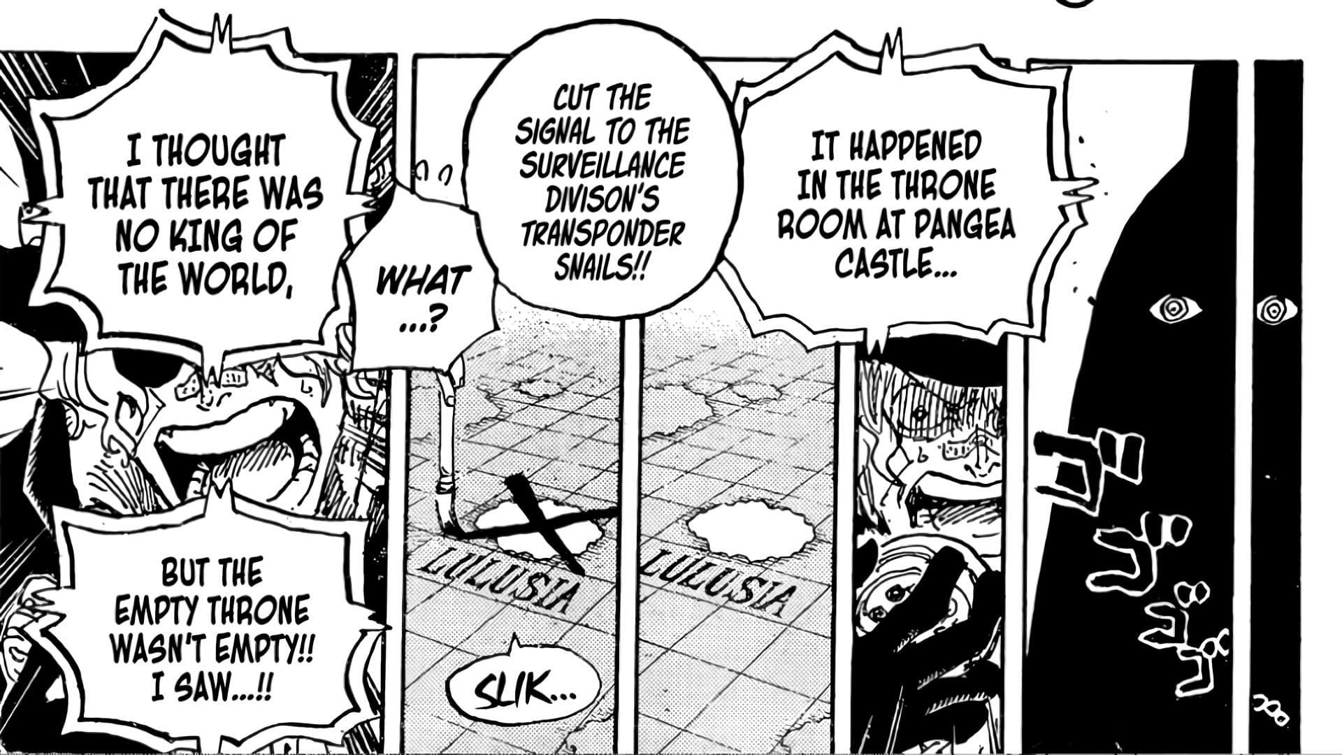 Sabo speaking about Im, as the ruler observes (Image via Shueisha)