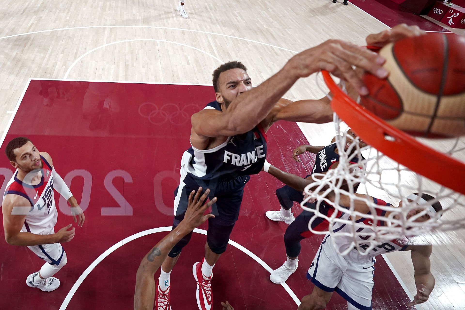 Rudy Gobert in action at the Tokyo Olympics