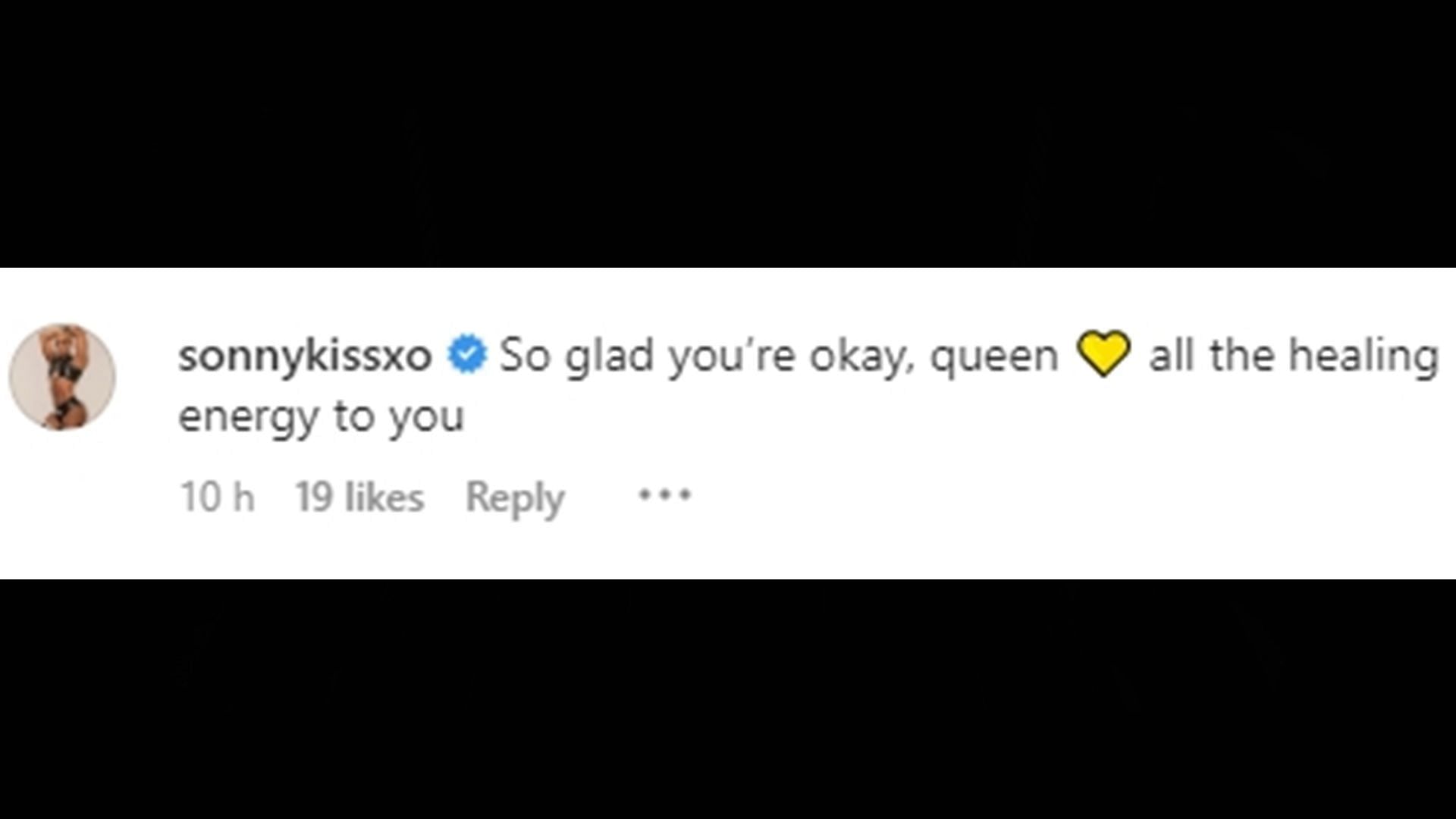 Sonny Kiss replied to Trish Stratus&#039;s Instagram post