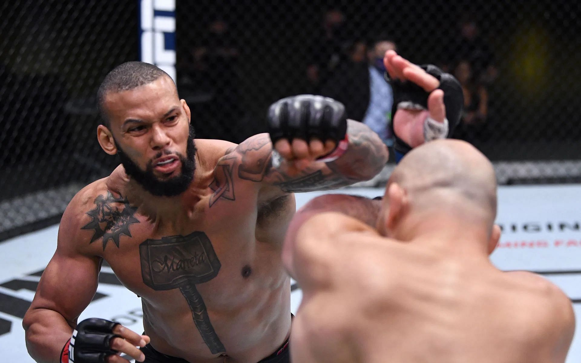 Thiago Santos fighting in the UFC before leaving for PFL