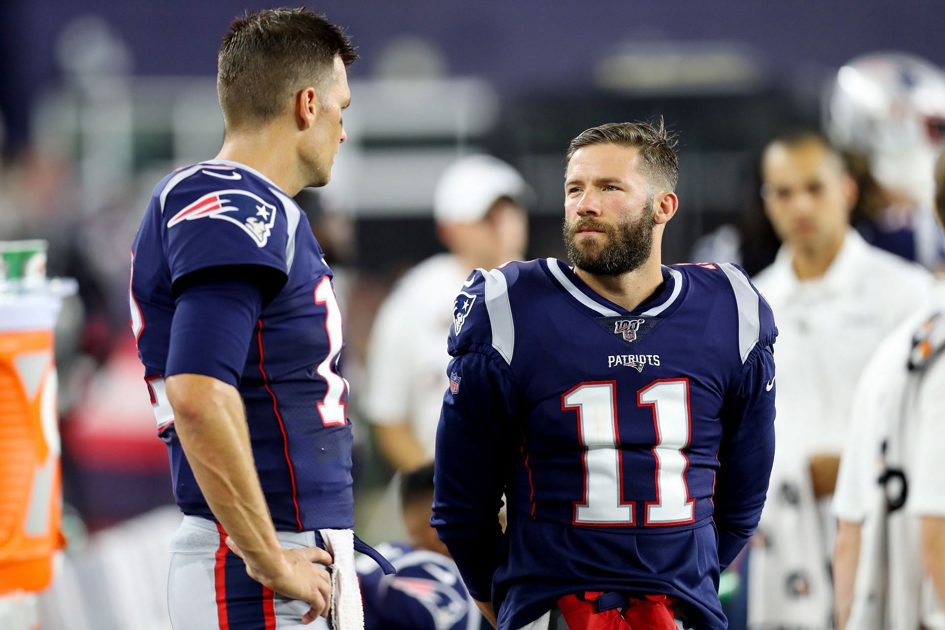 Tom Brady and Julian Edelman during their New England days