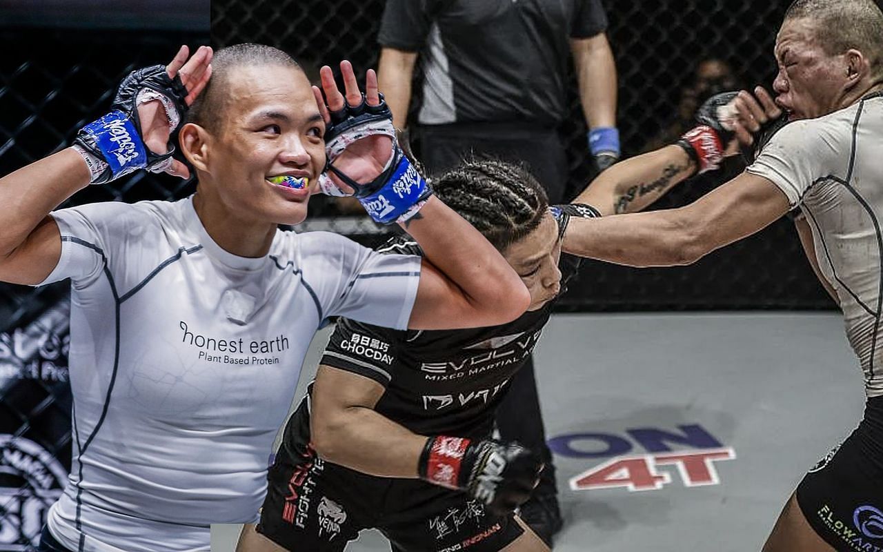 Tiffany Teo found out why a white rash guard against a striker is not the best idea. | [Photos: ONE Championship]