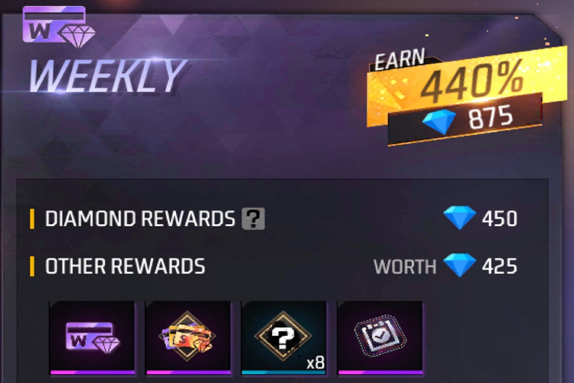 Weekly membership and its perks (Image via Garena)