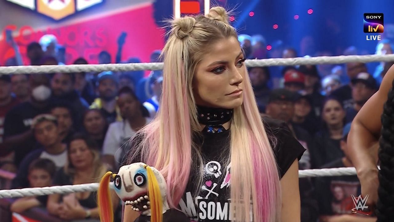 Alexa Bliss stares coldly at Bayley as the latter insults her on RAW