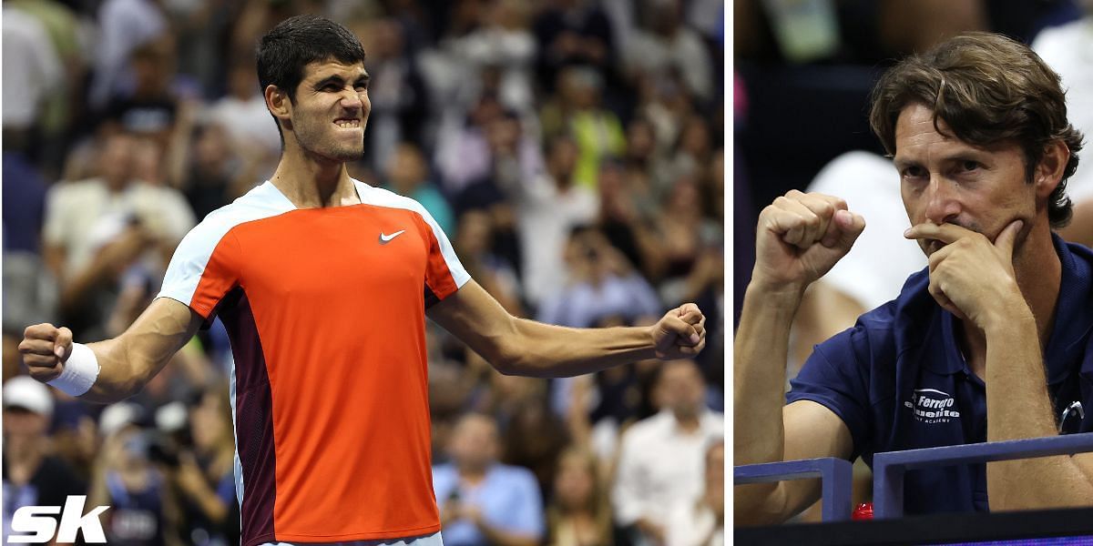 Carlos Alcaraz (L) and Juan Carlos Ferrero