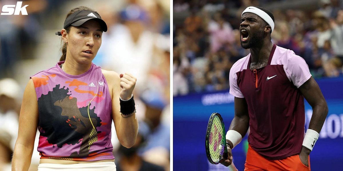 American tennis stars Jessica Pegula (L) and Frances Tiafoe