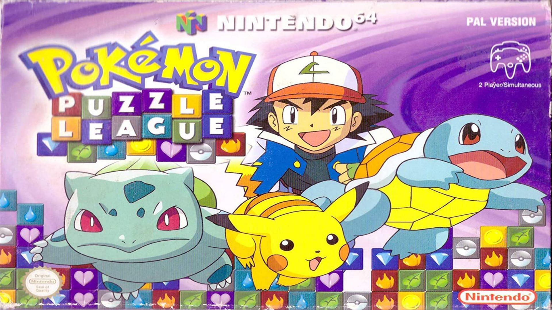 Ash, Bulbasaur, Pikachu, and Squirtle in Pokemon Puzzle League (Image via Nintendo)