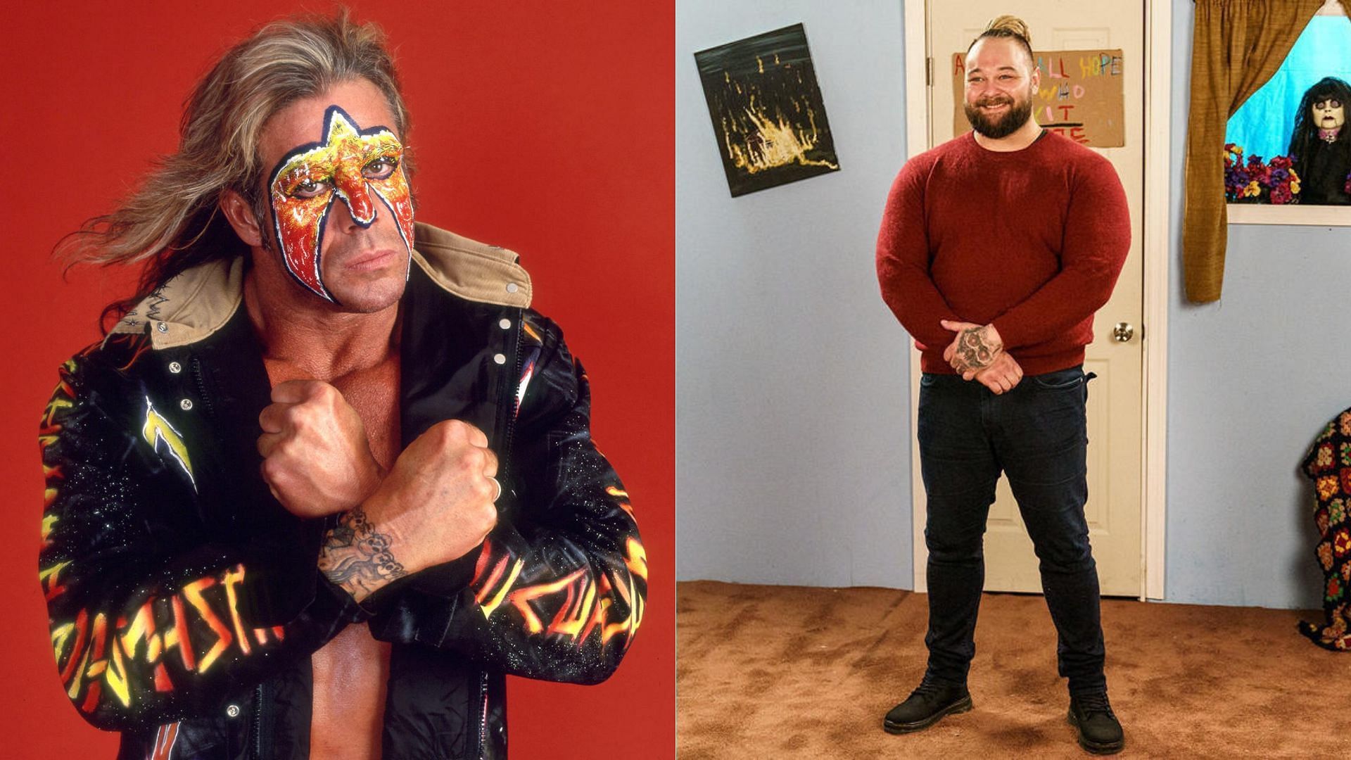 The Ultimate Warrior (left); Bray Wyatt (right)