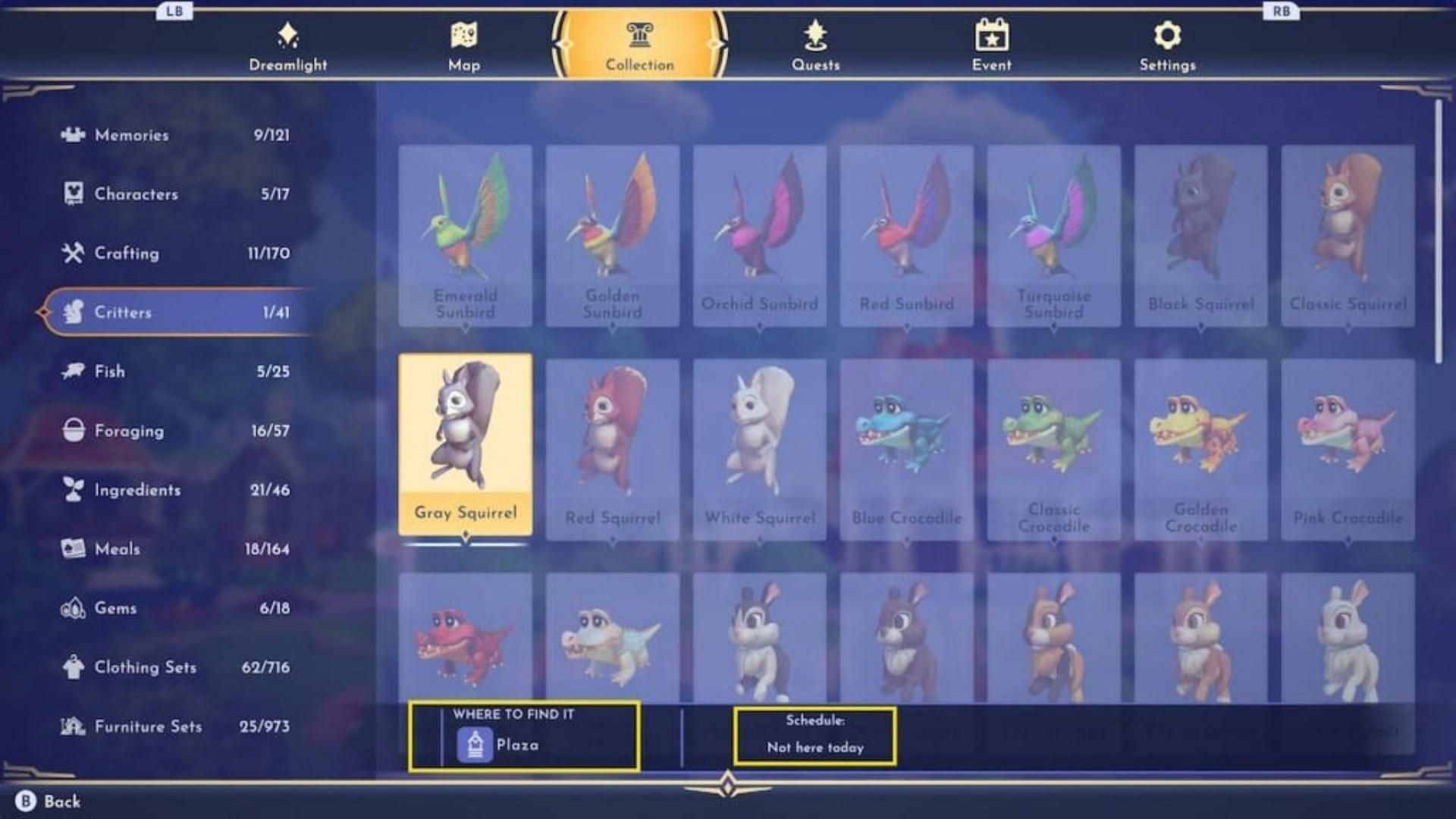 There are several items players can unlock upon seeing the collections tab (Image via Disney)