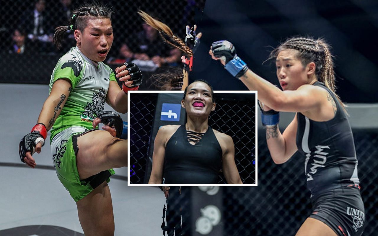 Xiong Jing Nan (left), Tiffany Teo (middle), and Angela Lee (right) [Photo Credits: ONE Championship]