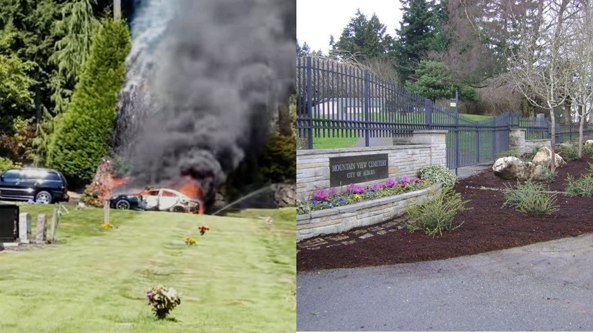 Police ask for information regarding a car explosion at a Washington funeral (Images via Twitter/auburnwa.gov)