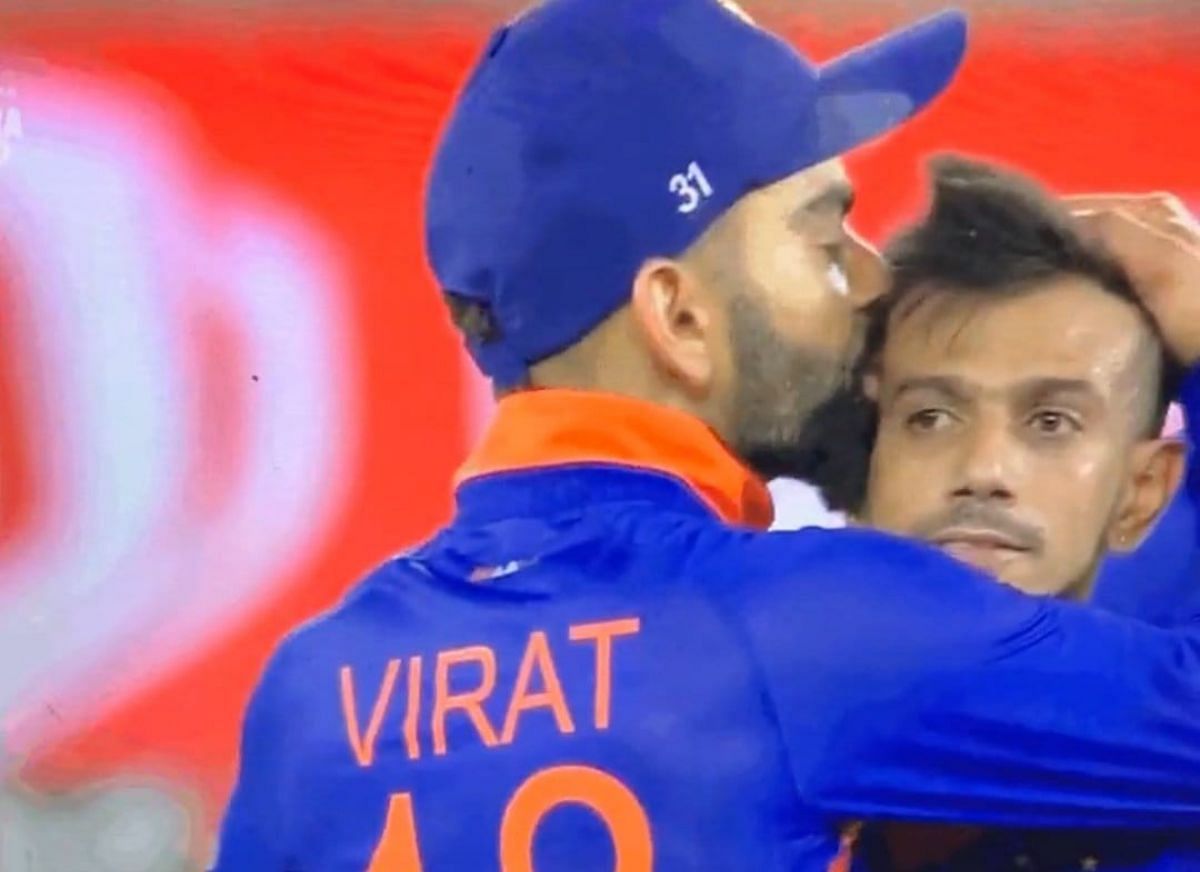 Virat Kohli kisses Yuzvendra Chahal