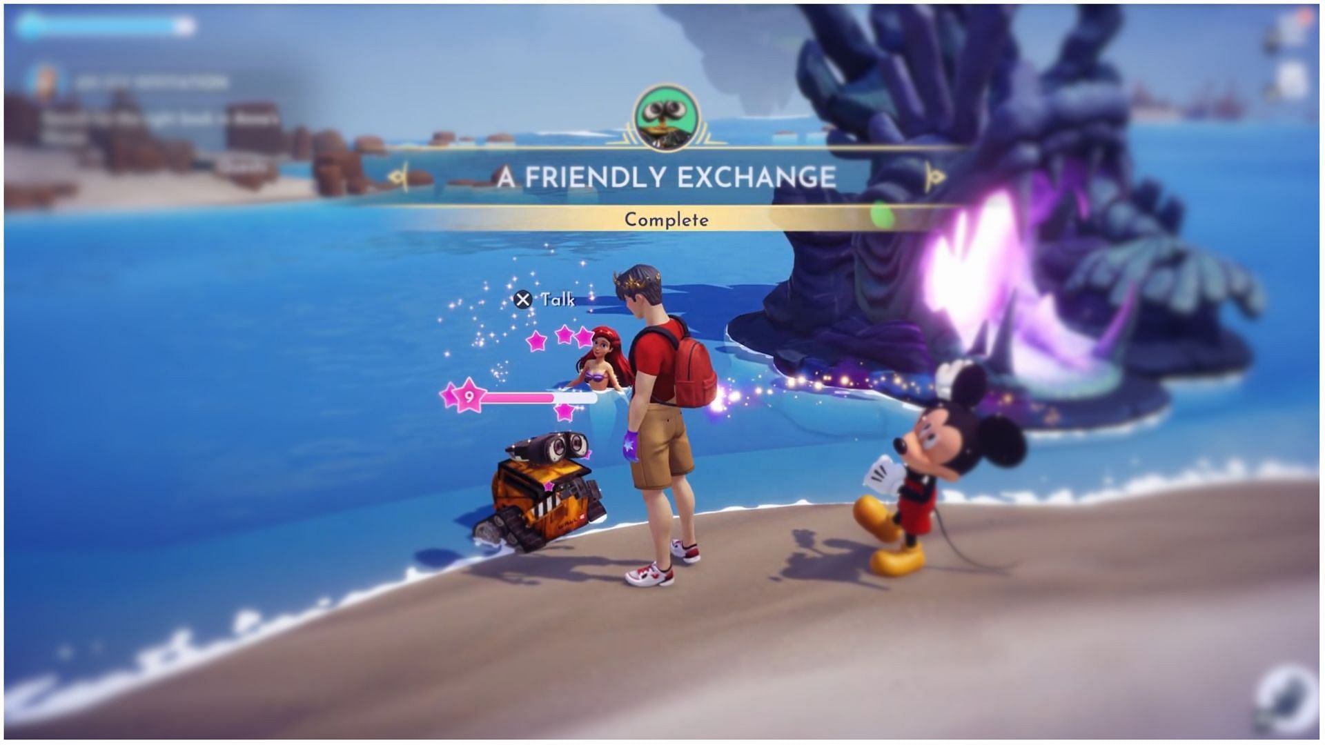 A friendly exchange is a quest in Disney Dreamlight Valley (Image via Youtube - Game Gem)