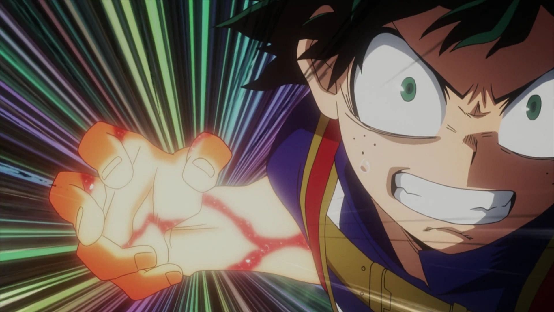 Izuku using his Quirk in My Hero Academia (Image via Studio Bones)