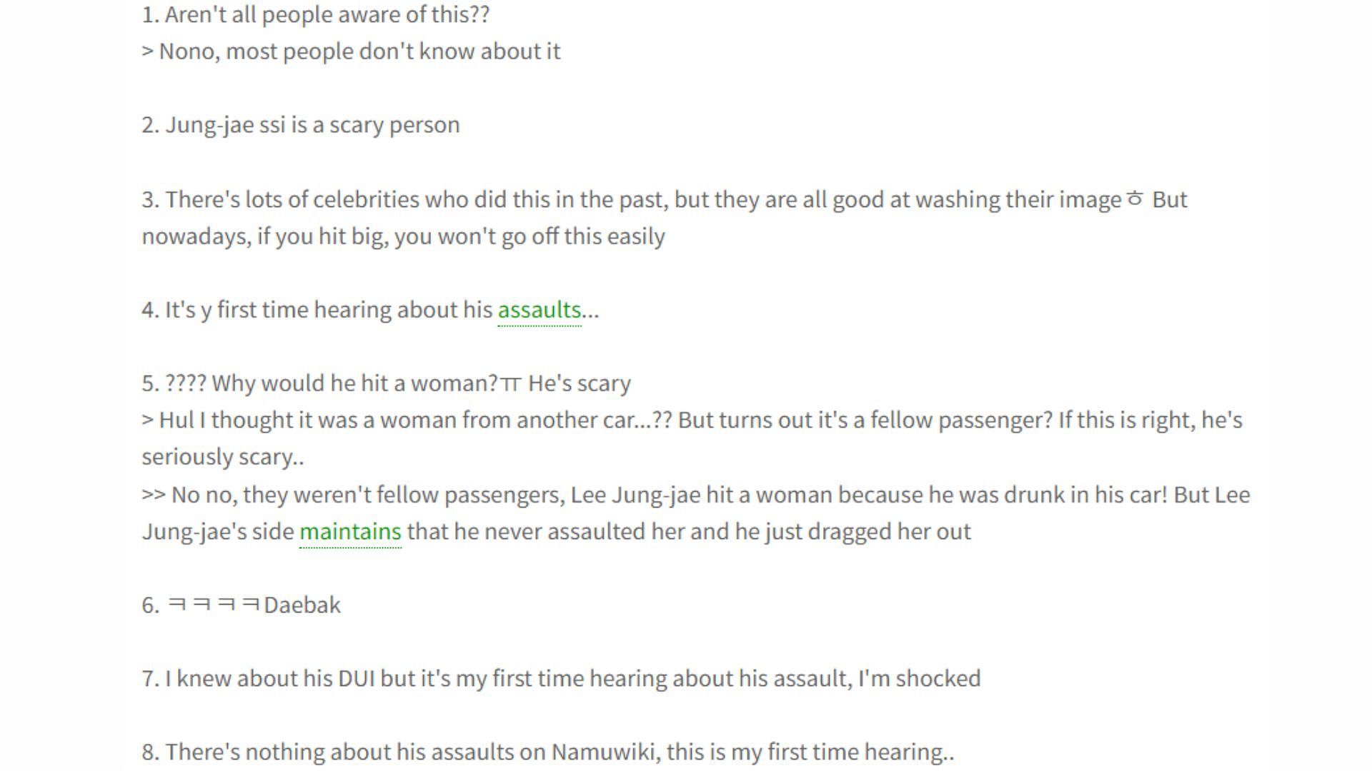 Some of the comments of Korean netizens (Image via pannchoa)