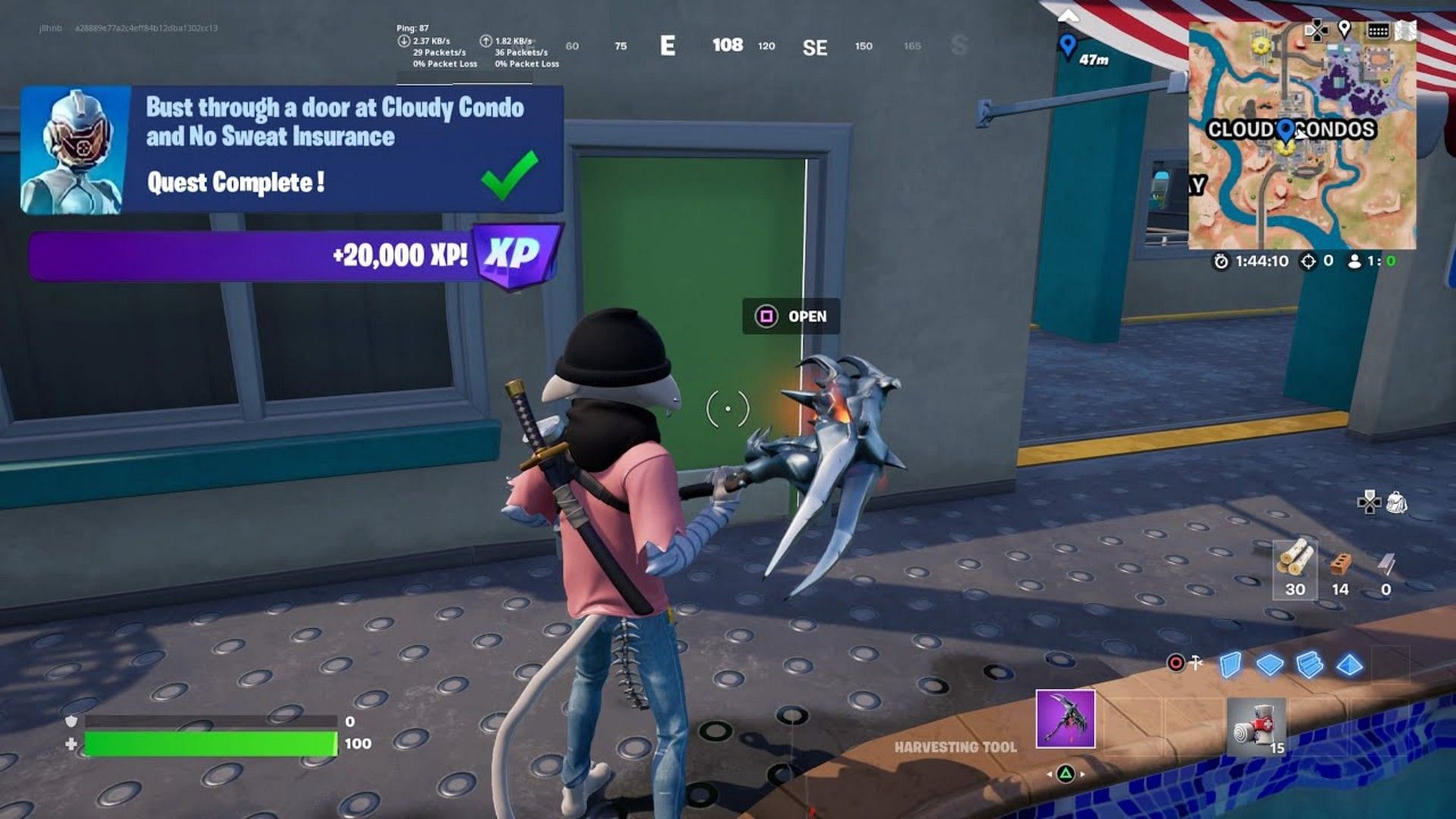 Fortnite: How to bust through a door at Cloudy Condos and No Sweat