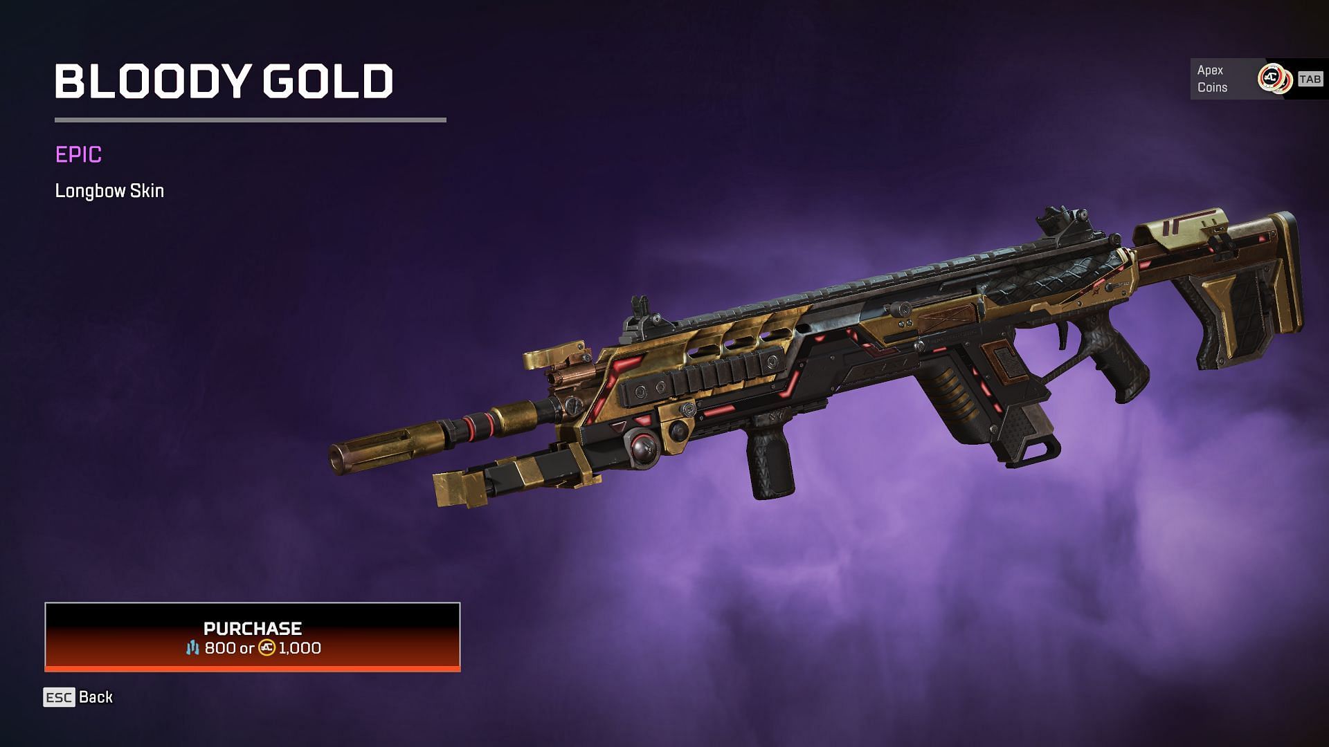 The Bloody Gold weapon skin in Apex Legends (Image via EA)