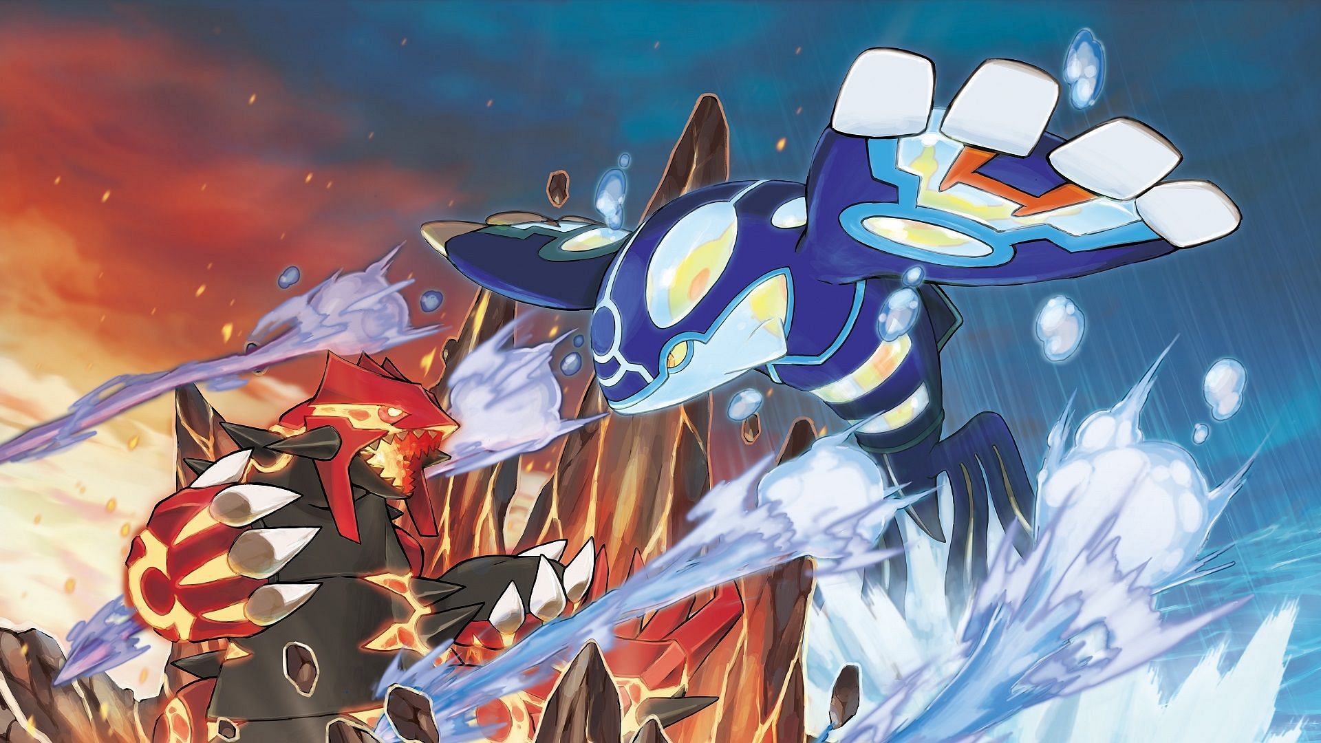 Groudon and Kyogre battling in their Primal Forms (Image via The Pokemon Company)