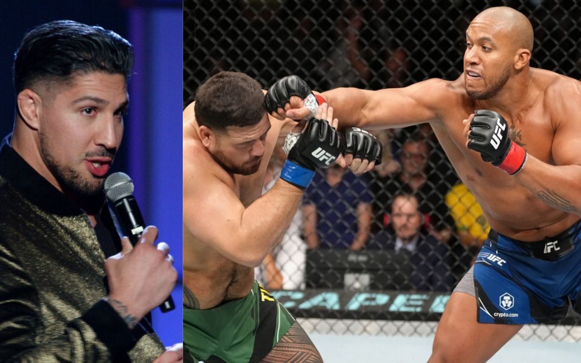 Brendan Schaub (left) and Tai Tuivasa vs. Ciryl Gane (right). [Images courtesy: left image from latimes.com and right image from espn.com]