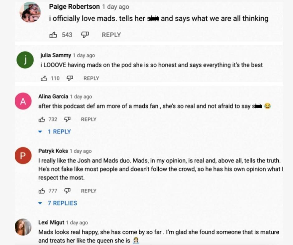 Fans support Mad Lewis for coming out about Tayler on the BFF Podcast. (Image via YouTube)